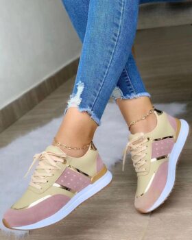Sneakers Contrast Paneled Lace-up Sneakers
