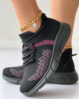 Sneakers Breathable Contrast Paneled Lace-up Sneakers