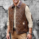 Stock Up On Men’s Vintage Suede Vest Outdoor Motorcycle Leather Lapel Vest Jacket