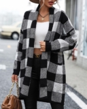 Stock Up on Plaid Print Pocket Design Knit Cardigan from Boutiquefeel Australia